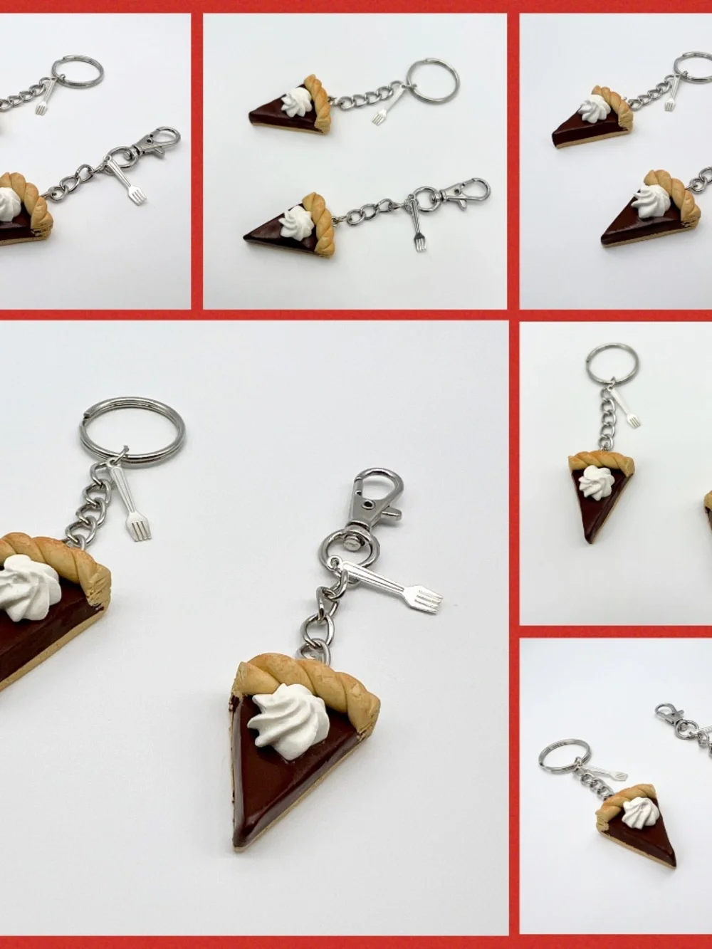 Pie Slice Keychain or Bag Clip | Handmade Dessert Accessories Multiple Flavors